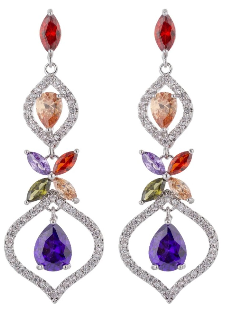 Eye Candy LA Cassia Multi-Color CZ Chandelier Earrings